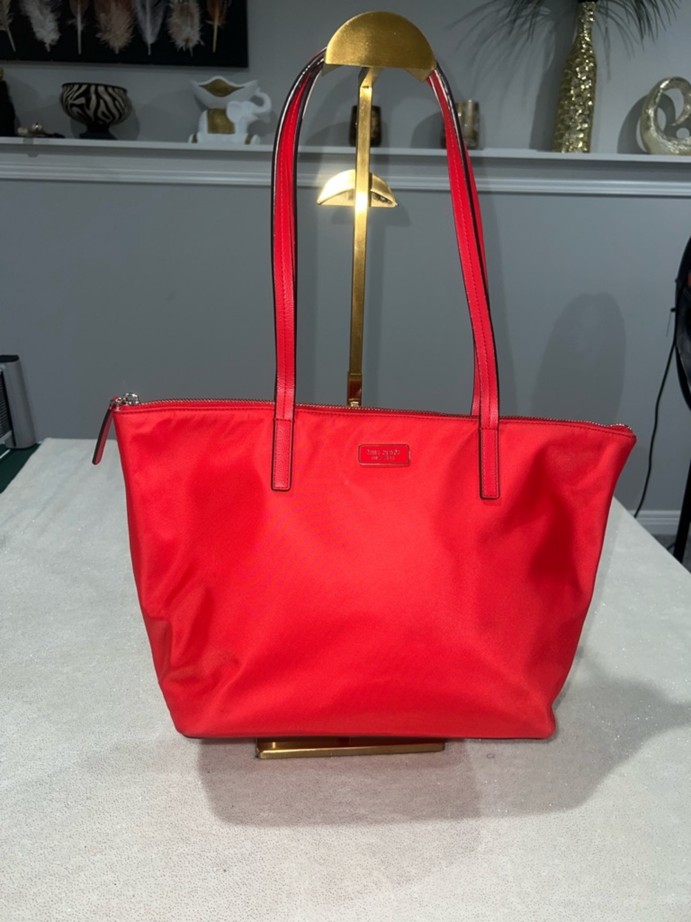 kate spade Bright Red Nylon Zip-Top Tote